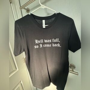 Black Tee with White Gothic Text